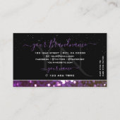 Oog zwarte Paarse sparkle Glitter Monogram Visitekaartje (Achterkant)