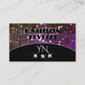 Oog zwarte Paarse sparkle Glitter Monogram Visitekaartje (Voorkant)