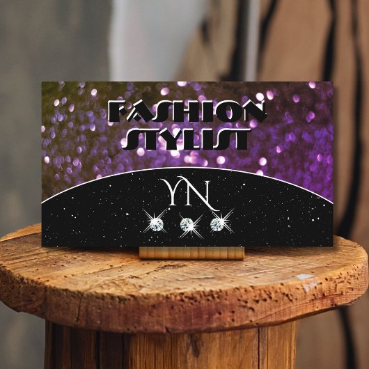 Oog zwarte Paarse sparkle Glitter Monogram Visitekaartje