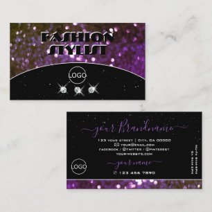 Oog zwarte Paarse sparkle Glitter toevoegen Logo Visitekaartje
