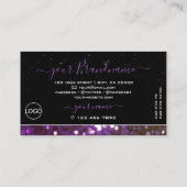 Oog zwarte Paarse sparkle Glitter toevoegen Logo Visitekaartje (Achterkant)