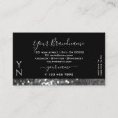 Oog zwarte zilver sparkle Glitter Monogram Visitekaartje (Achterkant)