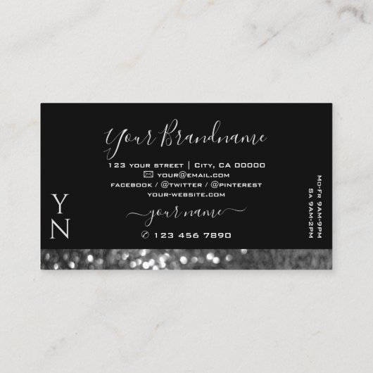 Oog zwarte zilver sparkle Glitter Monogram Visitekaartje (Achterkant)