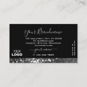Oog zwarte zilveren sparkle Glitter toevoegen Logo Visitekaartje (Achterkant)