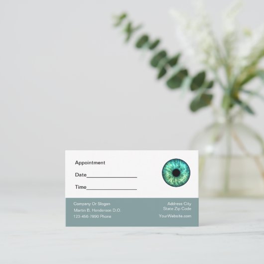 Oogarts Afspraak Eenvoudige Visitekaartjes Afsprakenkaartje (Staand voorkant)