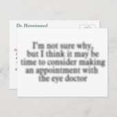 Oogarts: jaarlijkse herinnering voor examen na kaa briefkaart (Voorkant / Achterkant)