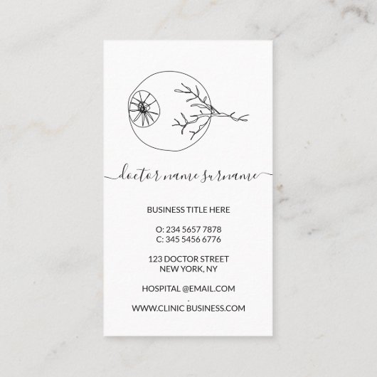 Oogarts oogartsen en optometristen visitekaartje (Achterkant)