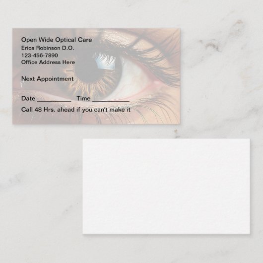 Oogarts Oogheelkundige Afspraakkaarten Afsprakenkaartje (Voorkant / Achterkant)
