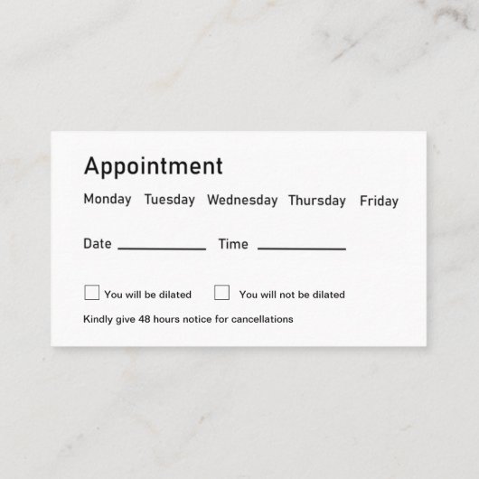 Oogarts Optometrist Visitekaartjes 2 (Achterkant)