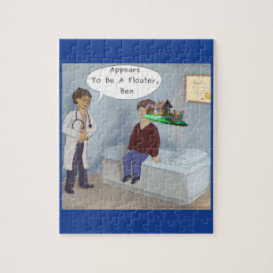 Oogarts vindt een parade van oogfloaters raadselac legpuzzel