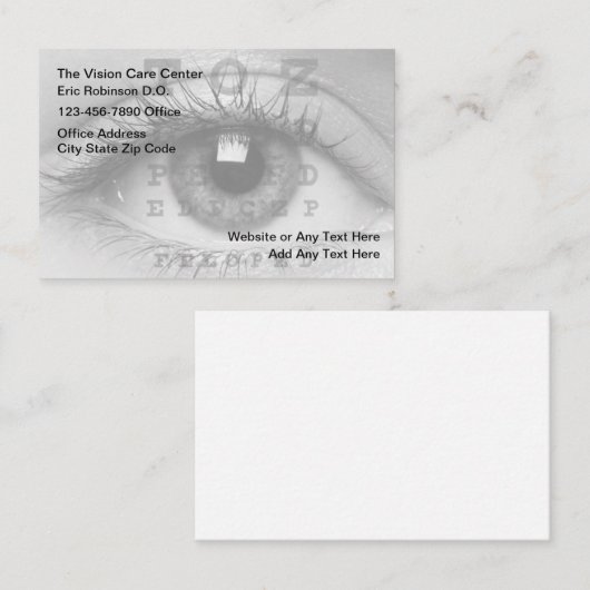 Oogarts Vision Care Medical Visitekaartje (Voorkant / Achterkant)