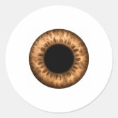 Oogbal bruin iris oog grappige grap nieuwigheid ronde sticker (Voorkant)