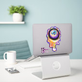 Oogbal Huilende Verf Splash Tears Emoji Sticker (Laptop op bureau)