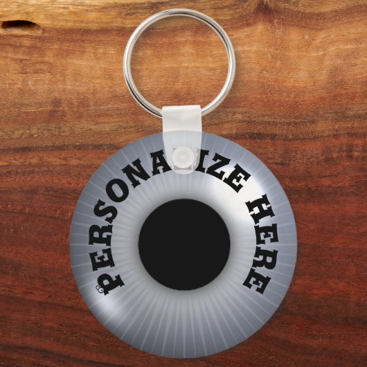 Oogbal zilver grijs zwart grillig sleutelhanger (Voorkant)