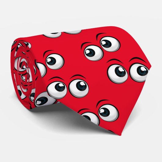 Oogballen op rood stropdas (Opgerold)