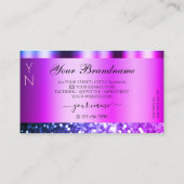 Oogbeeld Paars met roze sparkle Glitter Monogram Visitekaartje (Achterkant)