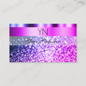Oogbeeld Paars met roze sparkle Glitter Monogram Visitekaartje (Voorkant)