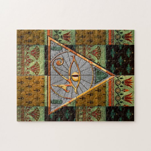 Oogbeeld van Horus Pyramid en oud Egyptisch Patroo Legpuzzel (Horizontaal)