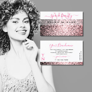 Oogbeeld Witte roze mousserende glittermonogram Visitekaartje