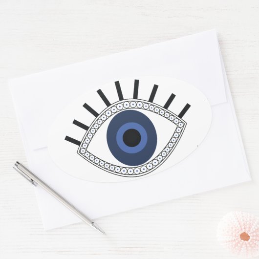 Oogbescherming voor de ogen, griekblauw oog ovale sticker (Envelop)