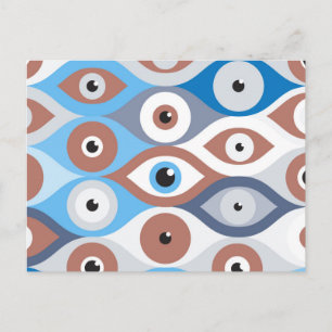 Oogbeschermingspatroon terracotta en blauwe ogen briefkaart