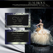 Oogblad blauwe zilver Ombre Glitter Monogram Visitekaartje