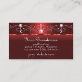 Oogblad dat Rubby Red Squiggled Jewels Monogram va Visitekaartje (Achterkant)