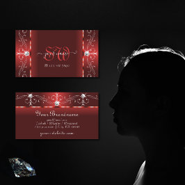Oogblad dat Rubby Red Squiggled Jewels Monogram va Visitekaartje