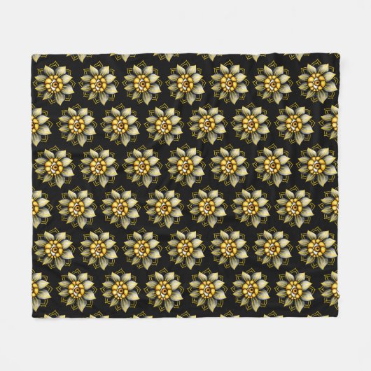 Oogbloem in zwart en geel - Leuke Halloween Fleece Deken (Voorkant (Horizontaal))