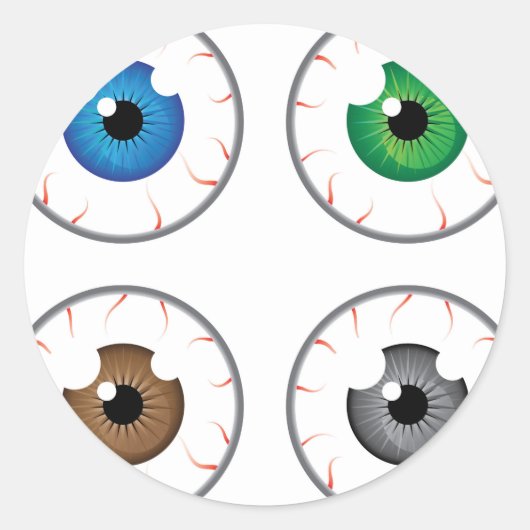 Oogbol blauw groen bruin grijs ronde sticker (Voorkant)