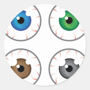 Oogbol blauw groen bruin grijs ronde sticker