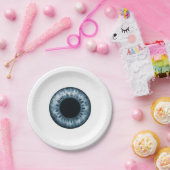 Oogbol blauwe iris oog grappige grap Halloween Papieren Bordje (Feest)