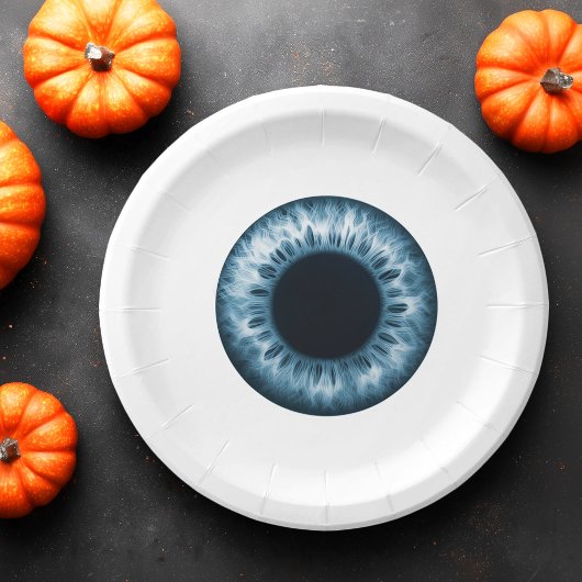 Oogbol blauwe iris oog grappige grap Halloween Papieren Bordje