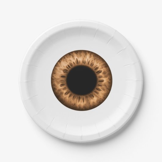 Oogbol bruine iris oog grappige grap Halloween Papieren Bordje (Voorkant)