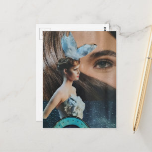 Oogbol en een pop surreële collagekunst briefkaart