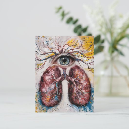 Oogbol en longen briefkaart (Staand voorkant)