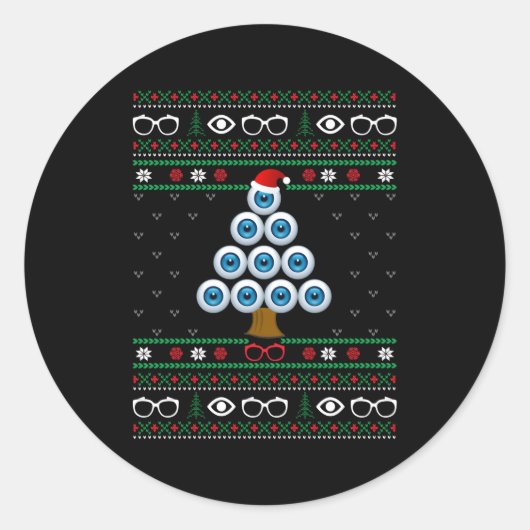 Oogboloptometrie lelijk ronde sticker (Voorkant)