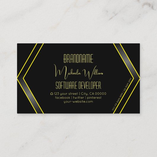 OogCatcher Geometric Black en Yellow Flashy Cool Visitekaartje (Achterkant)