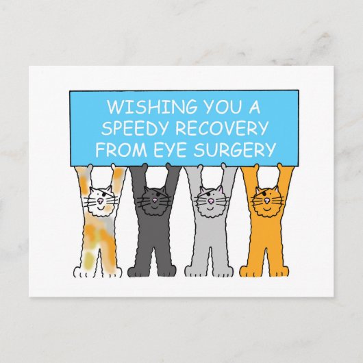 Oogchirurgie snel herstel Cartoon katten Briefkaart (Voorkant)