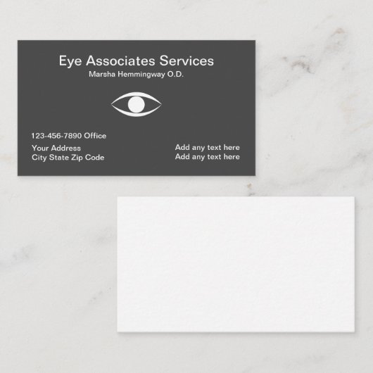 Oogdokter Visitekaartje Design Sjabloon (Voorkant / Achterkant)