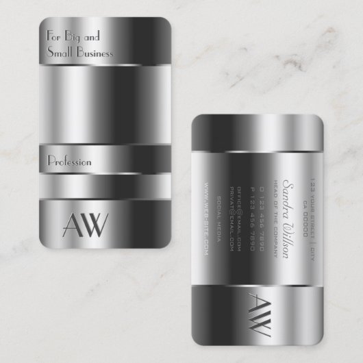 Oogdoos met Aluminium Silver Box met Monogram Visitekaartje (Voorkant / Achterkant)