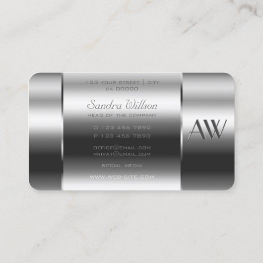 Oogdoos met Aluminium Silver Box met Monogram Visitekaartje (Achterkant)