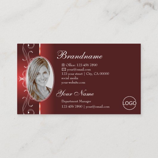 Oogfoto van Roodgekrikte juwelen Logo Foto Visitekaartje (Achterkant)