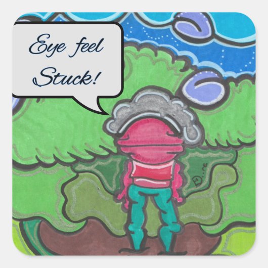 Ooggevoel vast vierkante sticker (Voorkant)