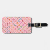 Oogglazen Retro Moderne Hipster met Roze Gingang Bagagelabel (Voorkant horizontaal)