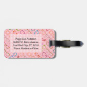 Oogglazen Retro Moderne Hipster met Roze Gingang Bagagelabel (Achterkant horizontaal)