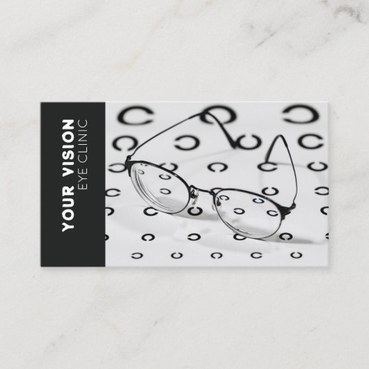 Oogglazen, Test Chart Optometrist Zwart & Wit Visitekaartje (Voorkant)