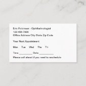 Oogheelkunde Visie Zorg Afspraakkaarten Visitekaartje (Achterkant)