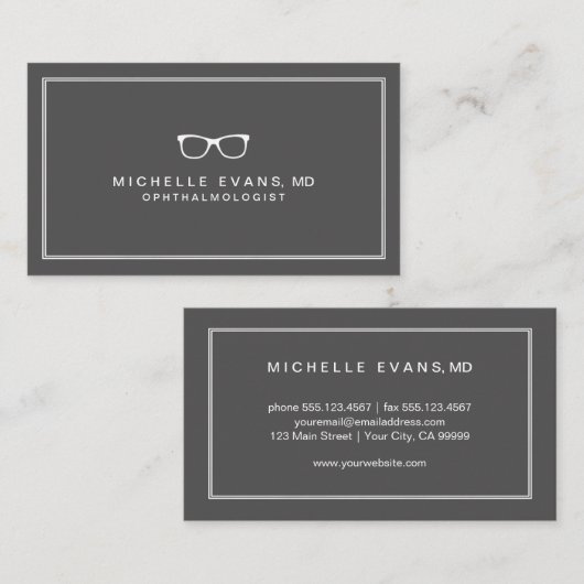 Oogheelkundige Grijze en Witte Brillen Visitekaartje (Voorkant / Achterkant)