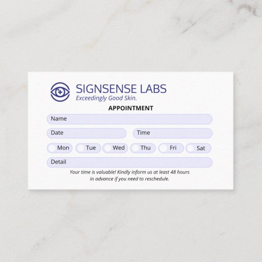 oogheelkundige kliniek | Schone afspraak Visitekaartje (Achterkant)